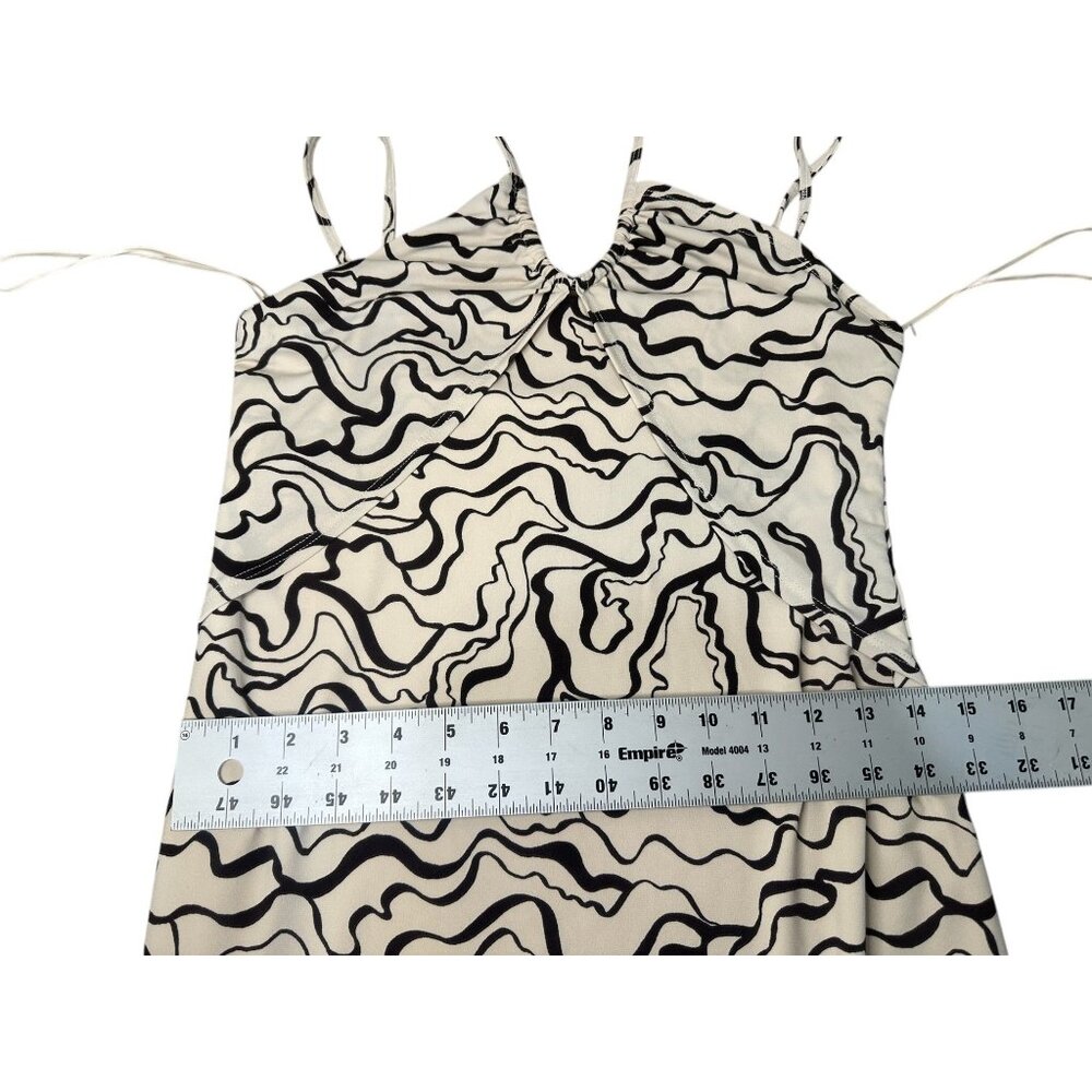 Abercrombie Halter Y2K Psychedelic Midi Dress Large Bodycon Retro Classic Stretc - Picture 12 of 16